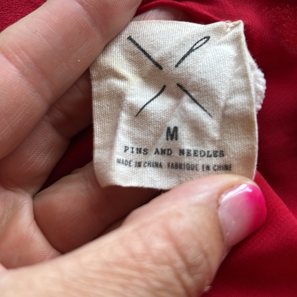 Anthropologie Pins and Needles red, cropped kimono with bird pattern Size M. - Picture 7 of 9